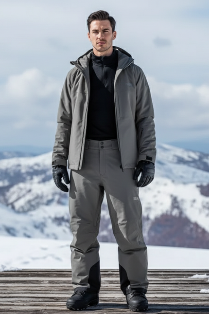 Pantalon De Ski Gris Imperméable Ample Homme Hiver - Polyester