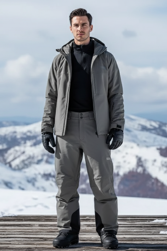 Pantalon De Ski Gris Imperméable Ample Homme Hiver - Polyester