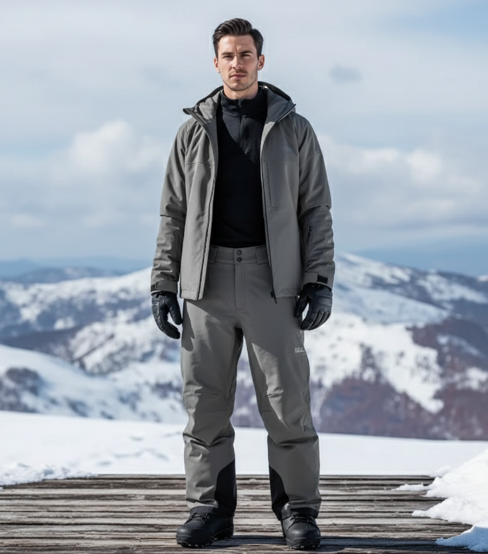 Pantalon De Ski Gris Imperméable Ample Homme Hiver - Polyester
