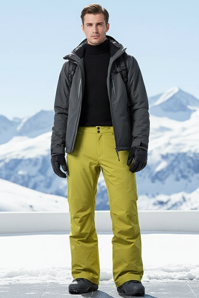 Pantalon De Ski Vert Ample Imperméable Hiver Homme - Polyester