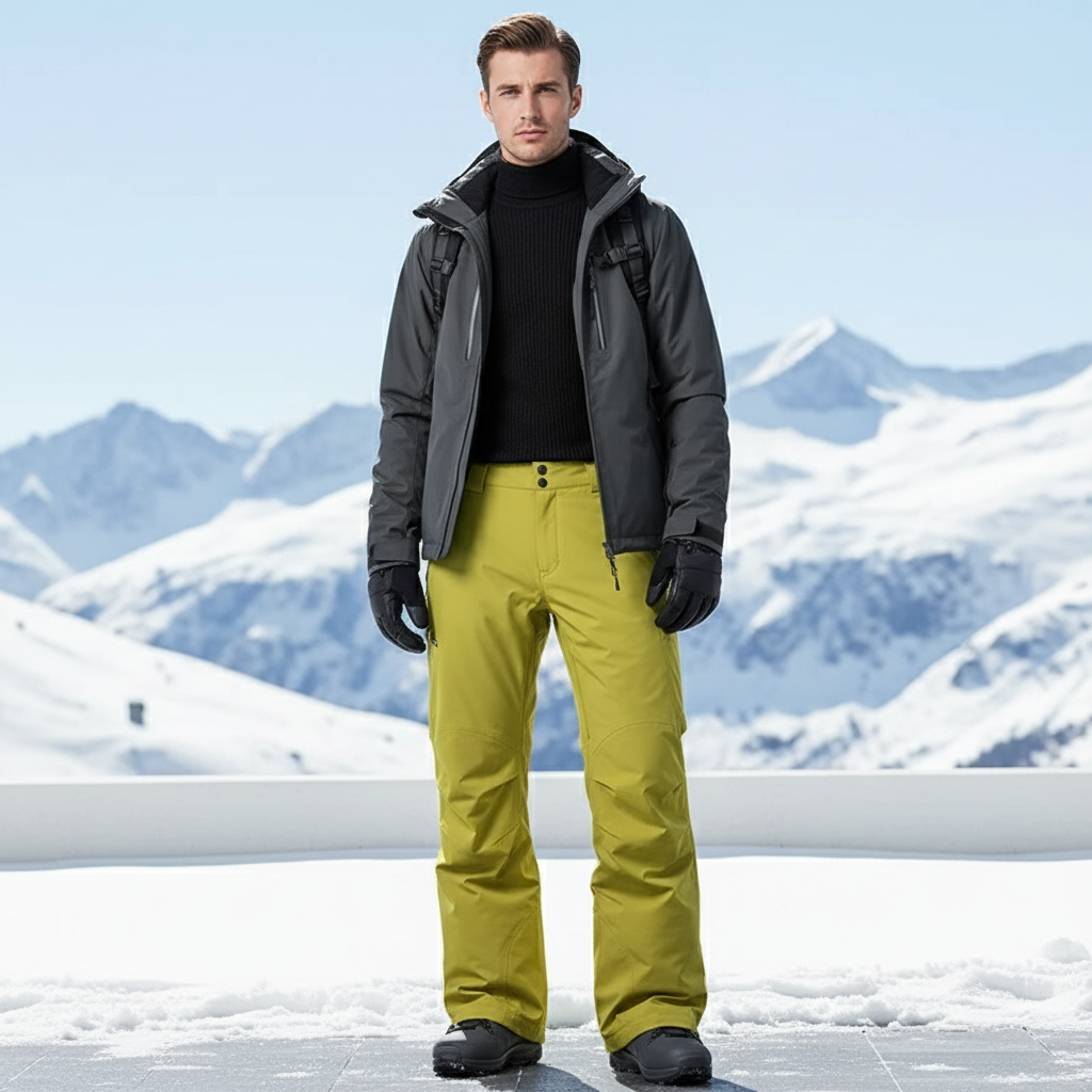 Pantalon De Ski Vert Ample Imperméable Hiver Homme - Polyester