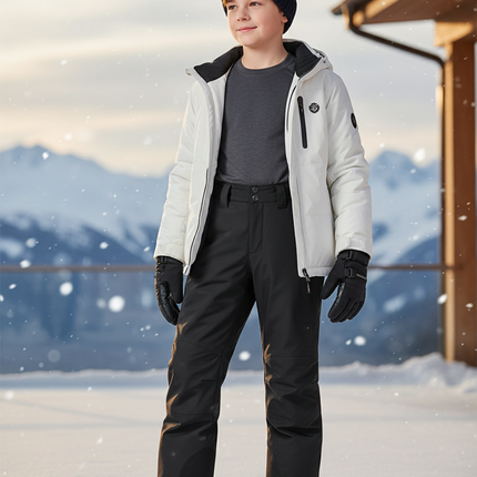 Pantalon De Ski Noir Imperméable Enfant Hiver Unisexe - Polyester
