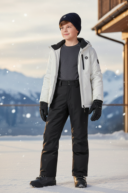 Pantalon De Ski Noir Imperméable Enfant Hiver Unisexe - Polyester