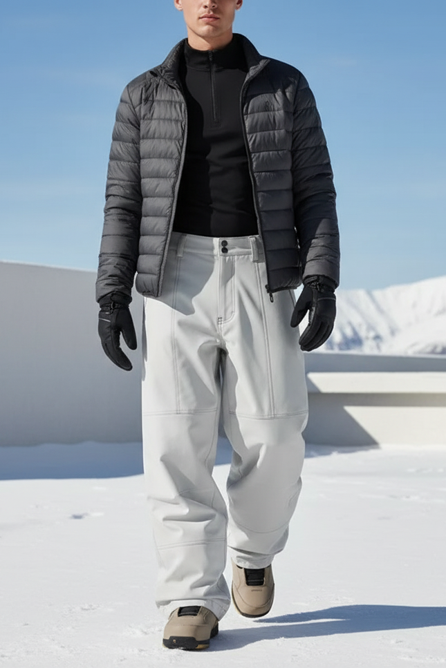 Pantalon De Ski Gris Clair Ample Imperméable Homme - Polyester