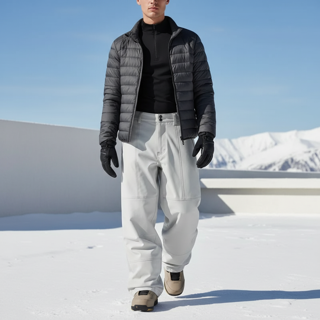 Pantalon De Ski Gris Clair Ample Imperméable Homme - Polyester