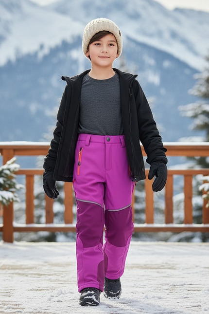 Pantalon De Ski Enfant Violet Imperméable Chaud - Polyester