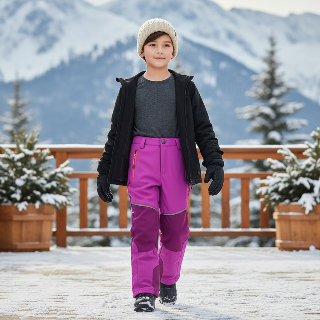 Pantalon De Ski Enfant Violet Imperméable Chaud - Polyester