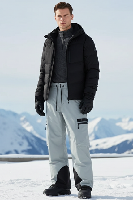 Pantalon De Ski Gris Clair Imperméable Cargo Homme - Polyester