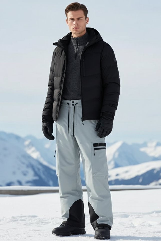 Pantalon De Ski Gris Clair Imperméable Cargo Homme - Polyester