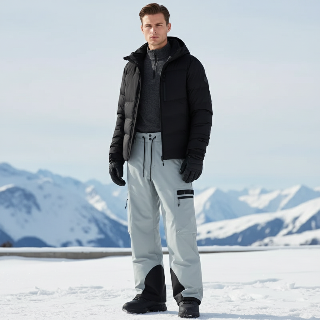 Pantalon De Ski Gris Clair Imperméable Cargo Homme - Polyester