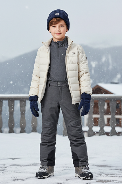 Pantalon De Ski Gris Imperméatique Chaud Matelassé Enfant - Polyester