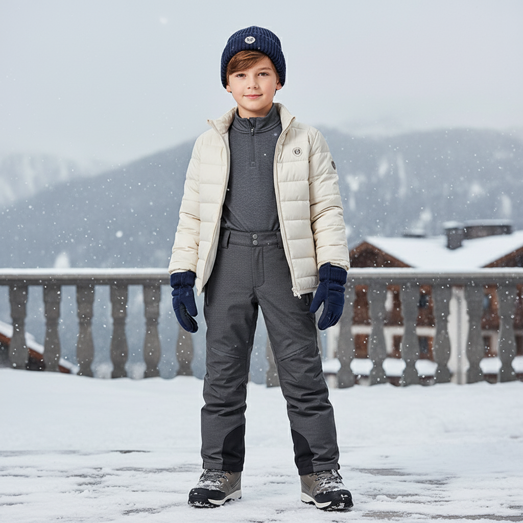 Pantalon De Ski Gris Imperméatique Chaud Matelassé Enfant - Polyester