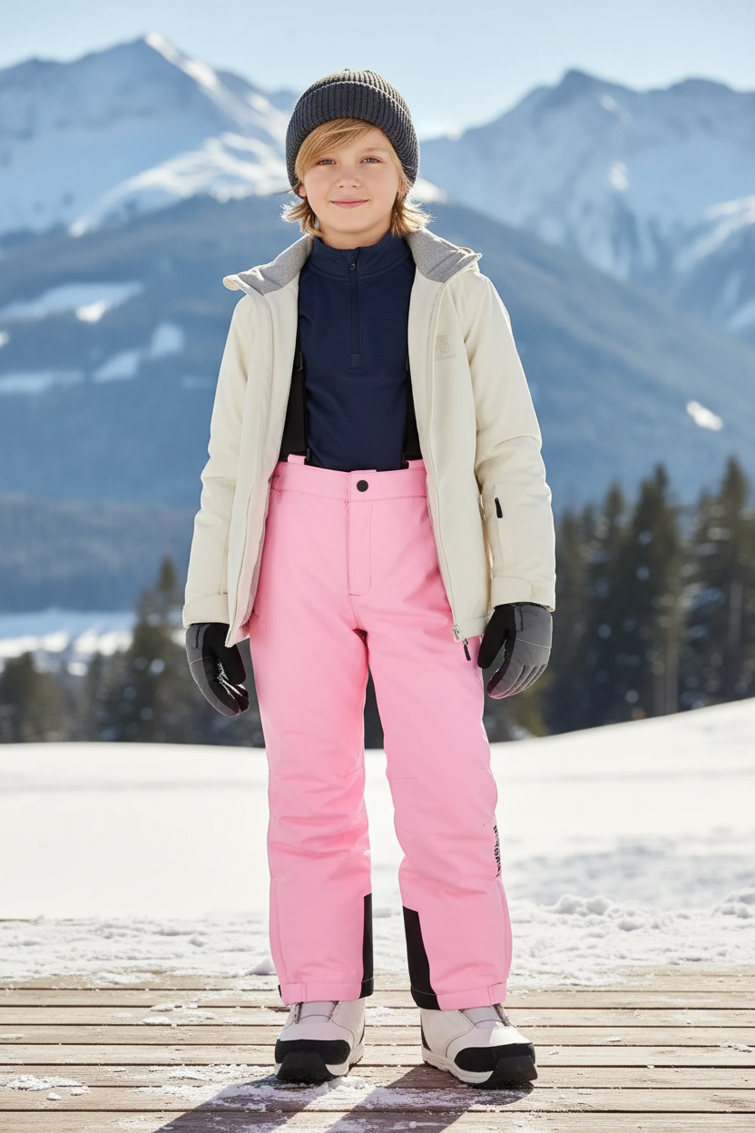 Pantalon De Ski Rose Enfant Imperméable Thermique Hiver - Polyester
