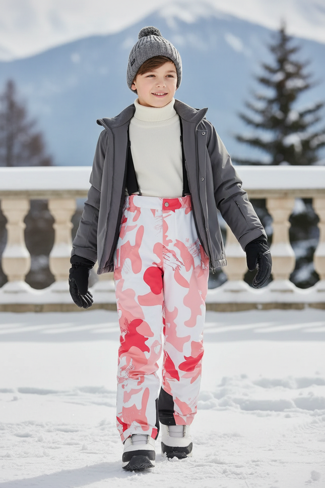 Pantalon De Ski Enfant Camouflage Rose Impermémeable Respirant - Polyester
