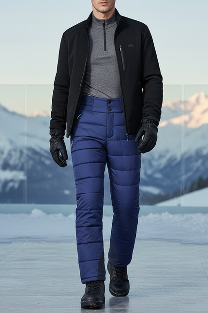 Pantalon De Ski Bleu Matelassé Homme Imperméable Chaud - Polyester