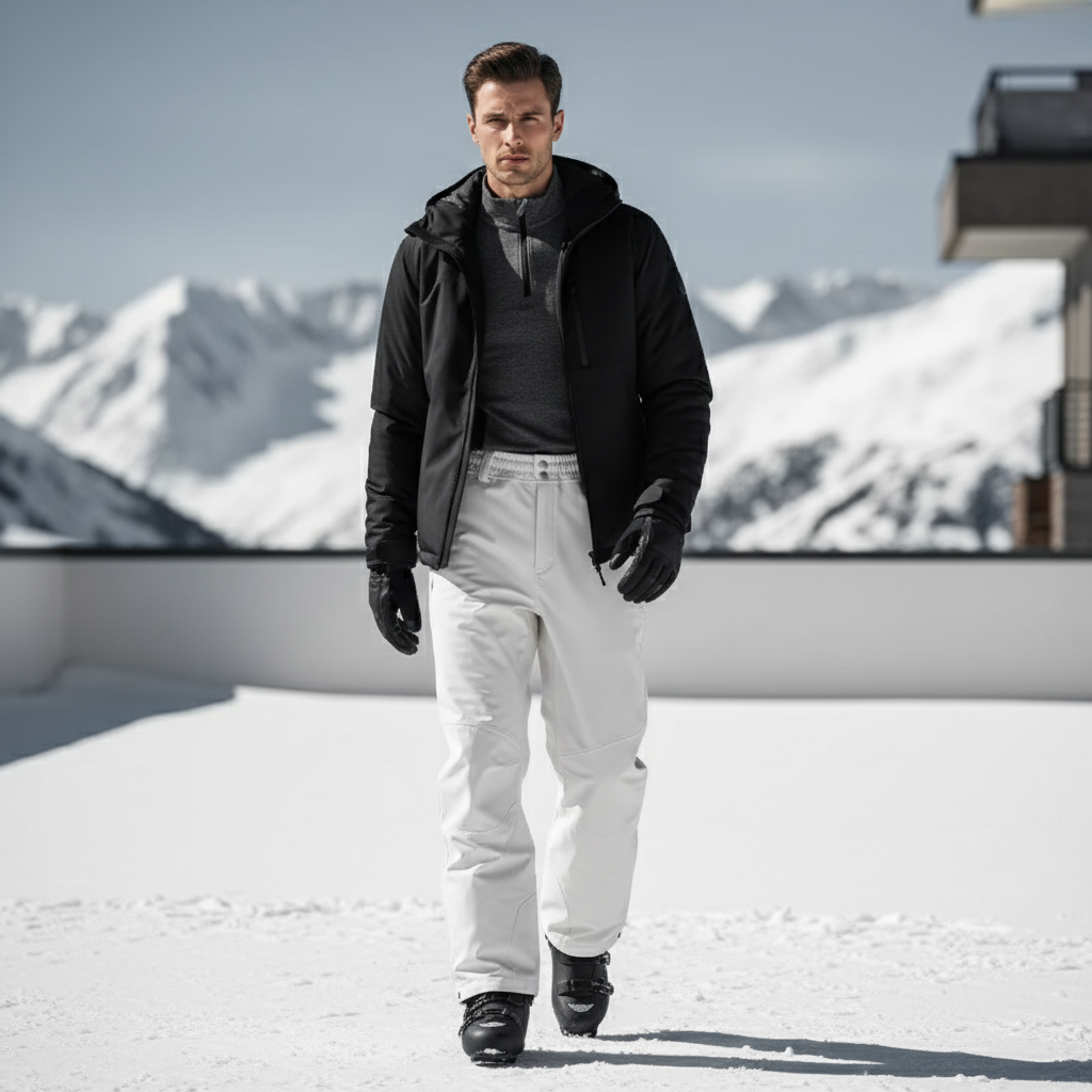 Pantalon De Ski Stretch Homme - Blanc Polyester