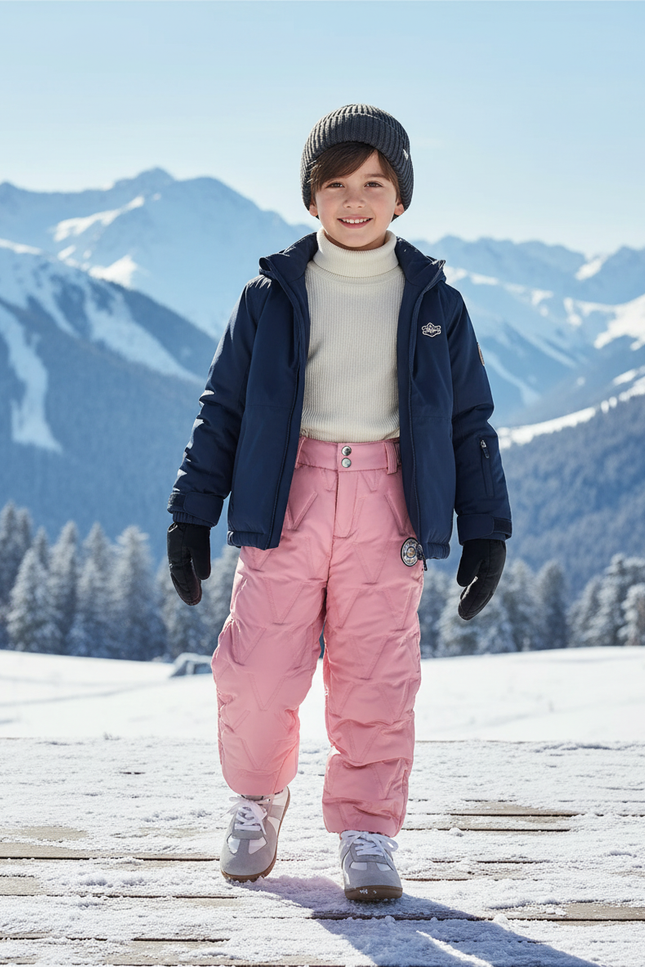 Pantalon De Ski Rose Enfant Rembourré Impermé Chaud - Polyester