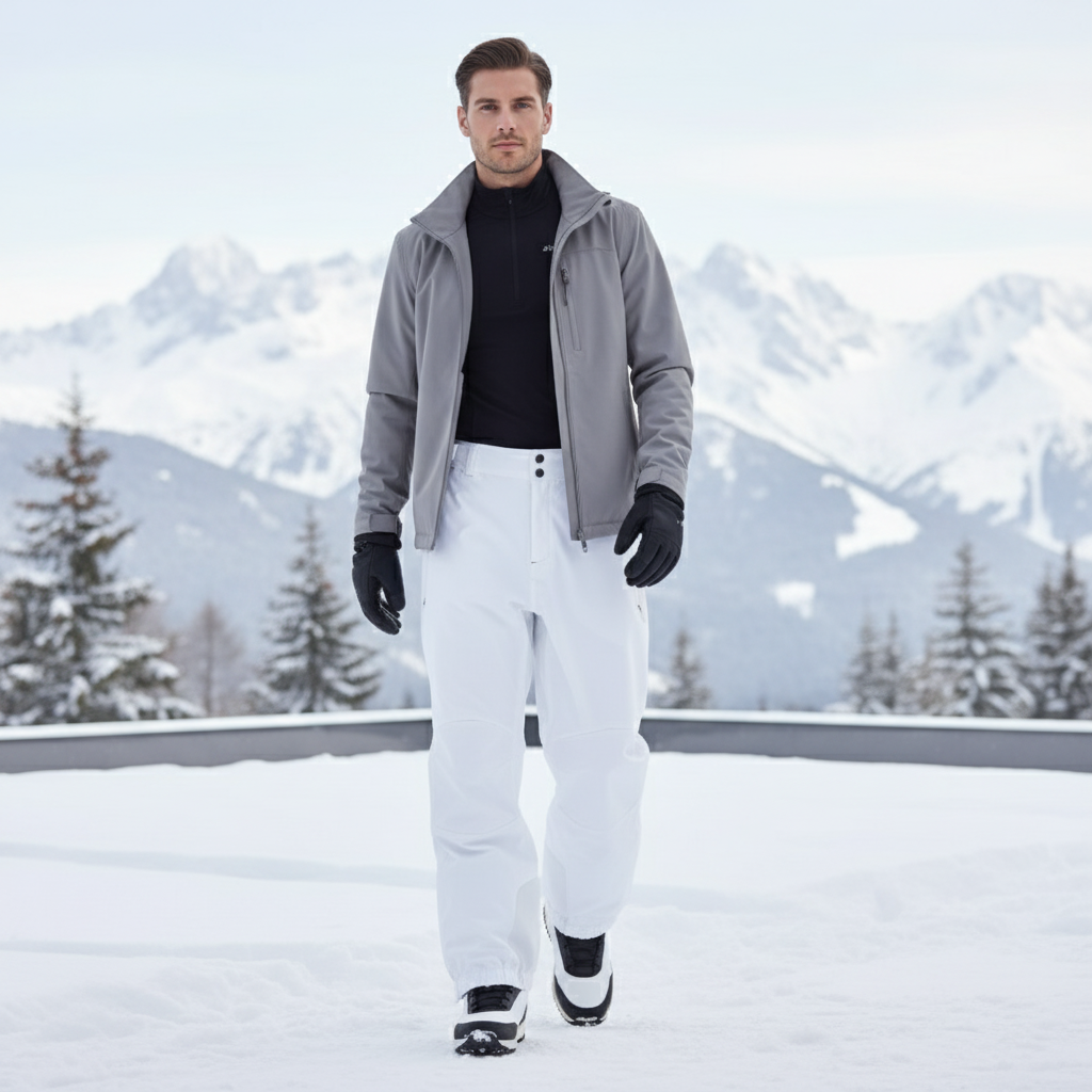 Pantalon De Ski Blanc Imperméable Ample Homme - Polyester