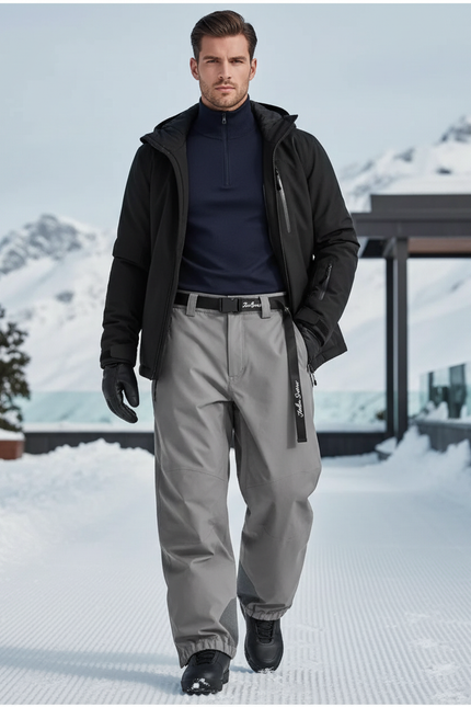 Pantalon De Ski Gris Imperméable Respirant Ample Homme - Polyester