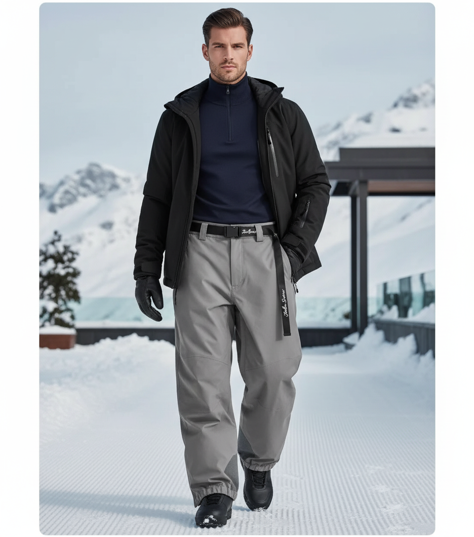 Pantalon De Ski Gris Imperméable Respirant Ample Homme - Polyester