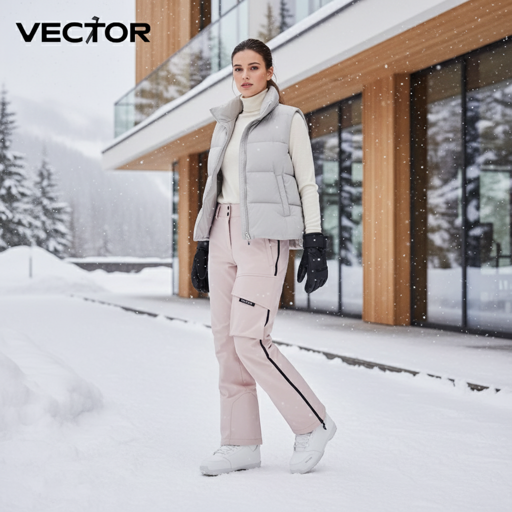 Pantalon De Ski Rose Pâle Imperméable Femme Cargo Hiver - Polyester