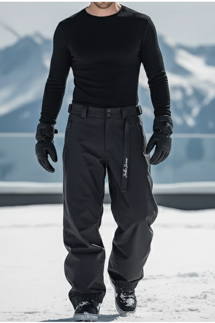 Pantalon De Ski Noir Ample Imperméable Unisexe - Polyester