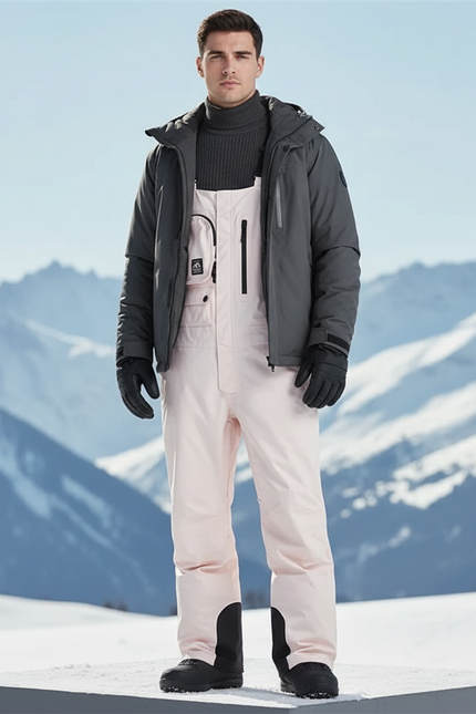 Pantalon De Ski Rose Pâle Salopette Imperméable Homme - Polyester