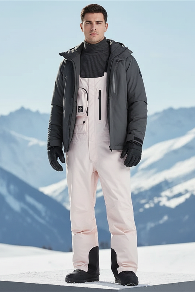 Pantalon De Ski Rose Pâle Salopette Imperméable Homme - Polyester