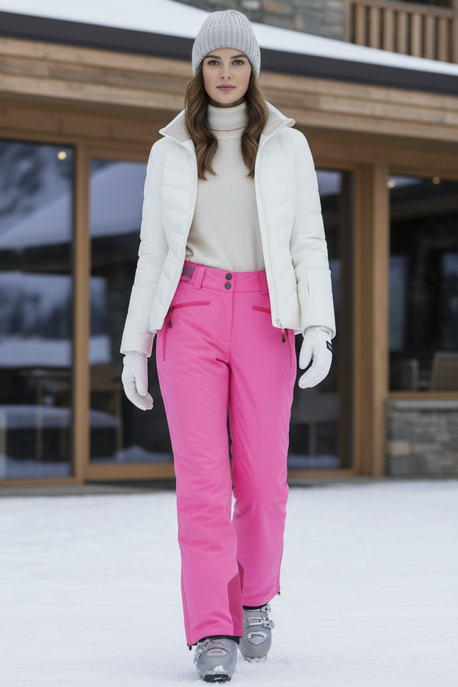 Pantalon De Ski Rose Fuschia Imperméable Coupe Droite Femme - Polyester