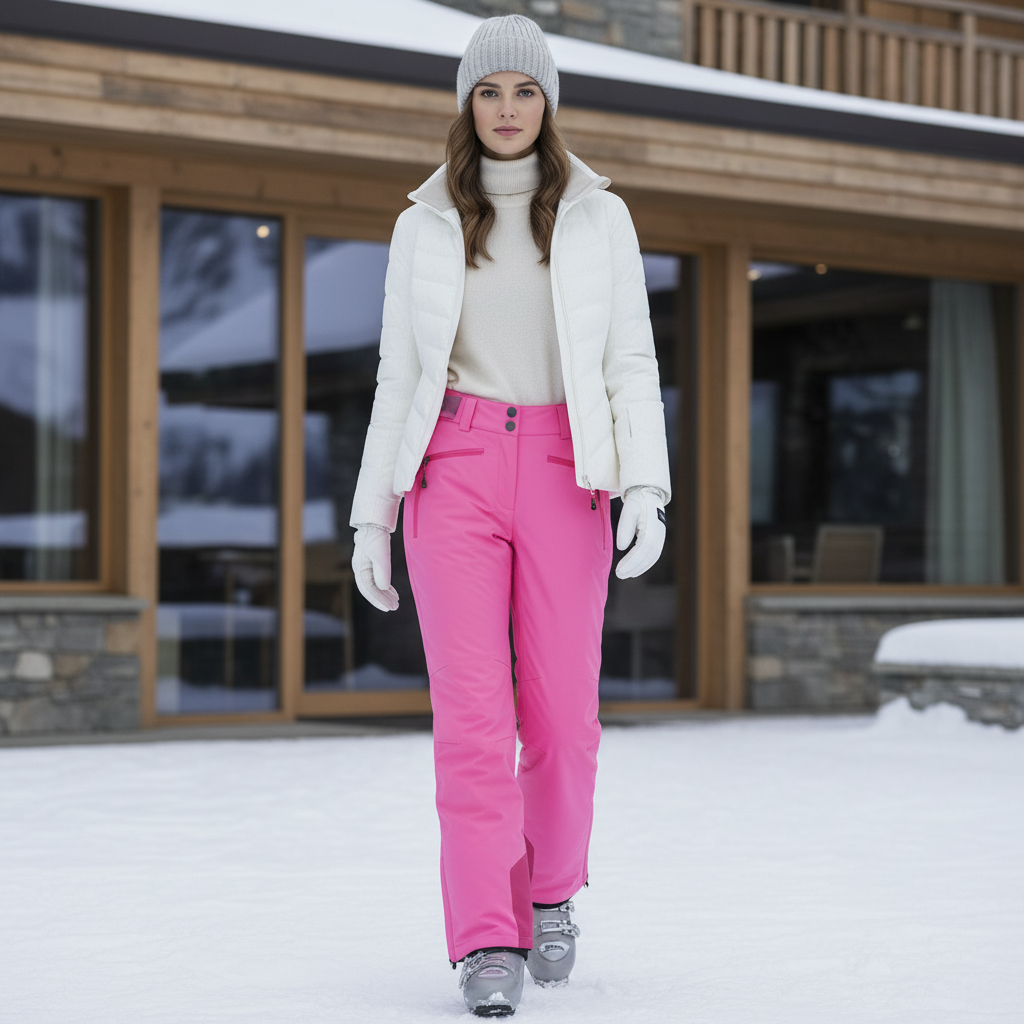 Pantalon De Ski Rose Fuschia Imperméable Coupe Droite Femme - Polyester