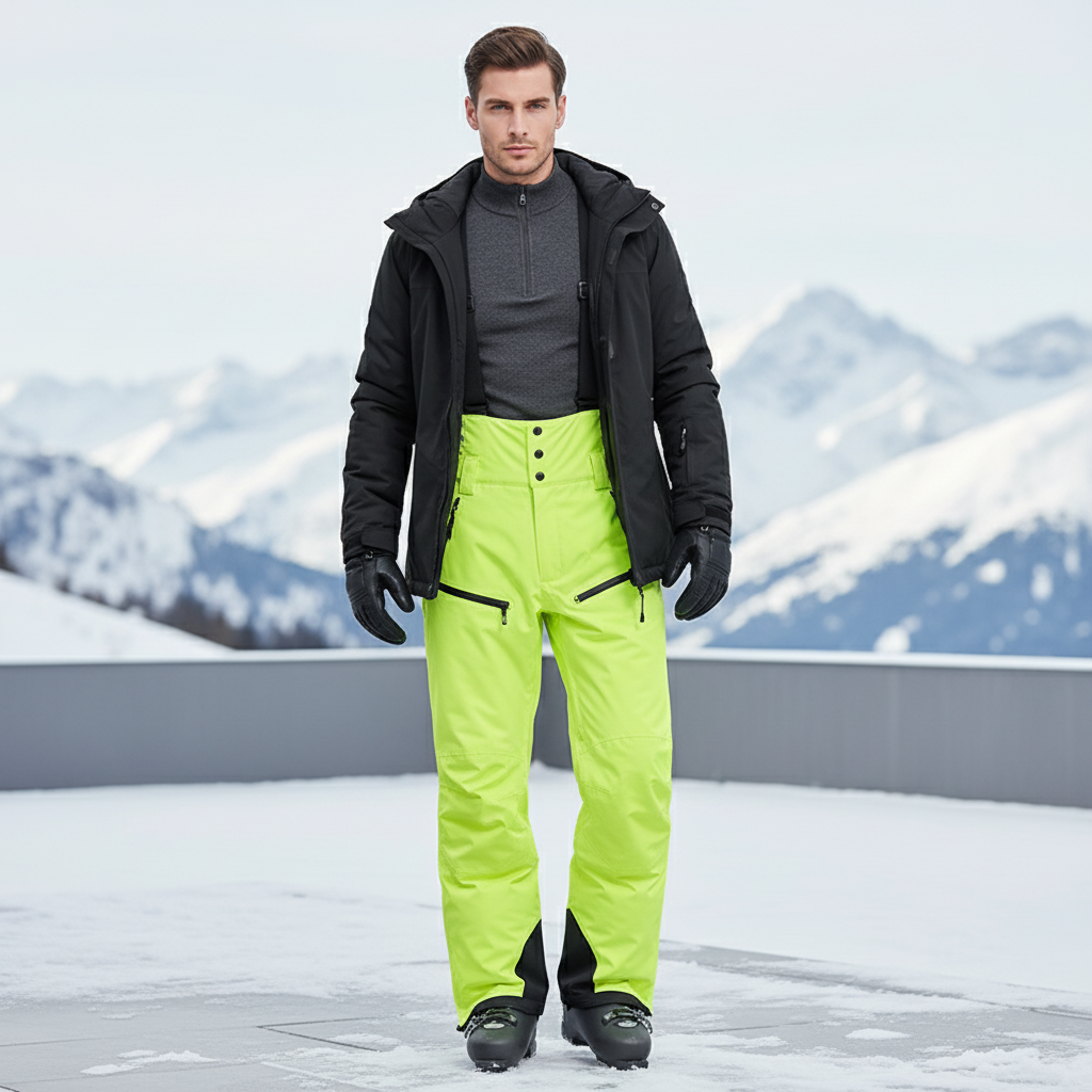Pantalon De Ski Vert Fluo Homme - Polyester