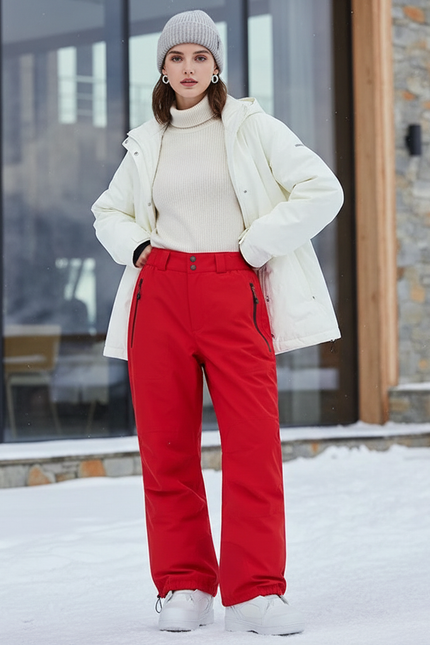 Pantalon De Ski Rouge Ample Imperméable Sport Hiver - Polyester
