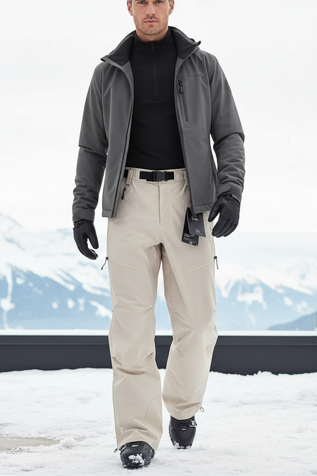 Pantalon De Ski Beige Coupe Droite Imperméable Homme - Polyester