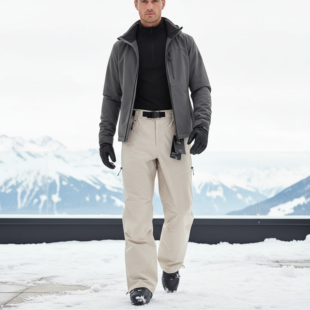 Pantalon De Ski Beige Coupe Droite Imperméable Homme - Polyester