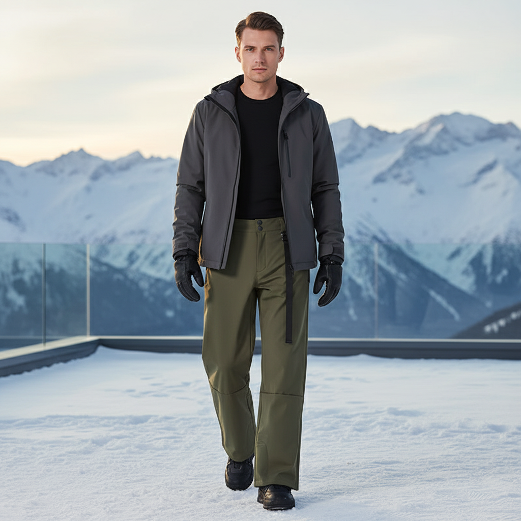 Pantalon De Ski Kaki Imperméable Hiver Homme Chaud - Polyester