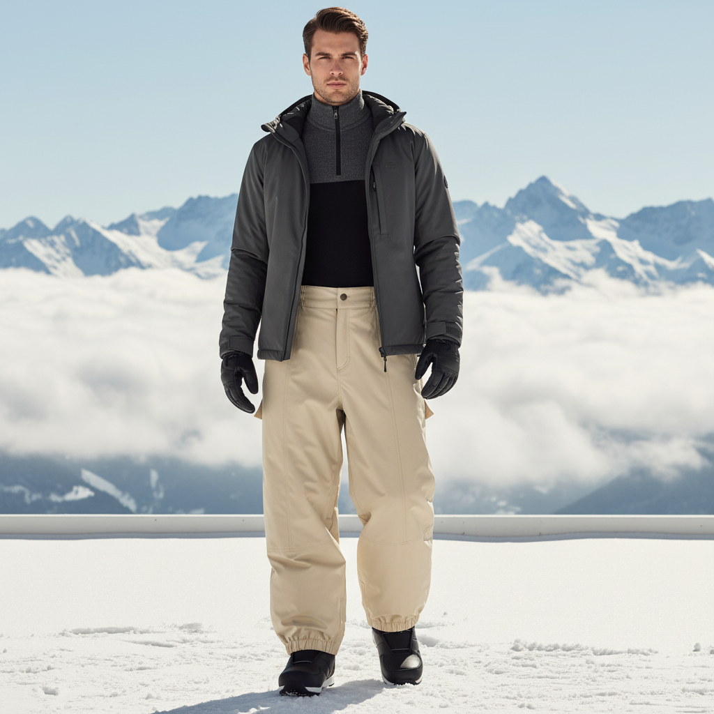 Pantalon De Ski Beige Ample Imperméable Respirant Homme - Polyester