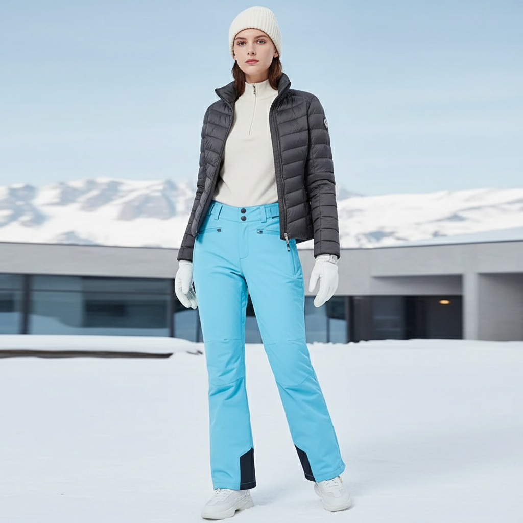 Pantalon De Ski Bleu Ciel Droit Imperméable Respirant Hiver - Polyester