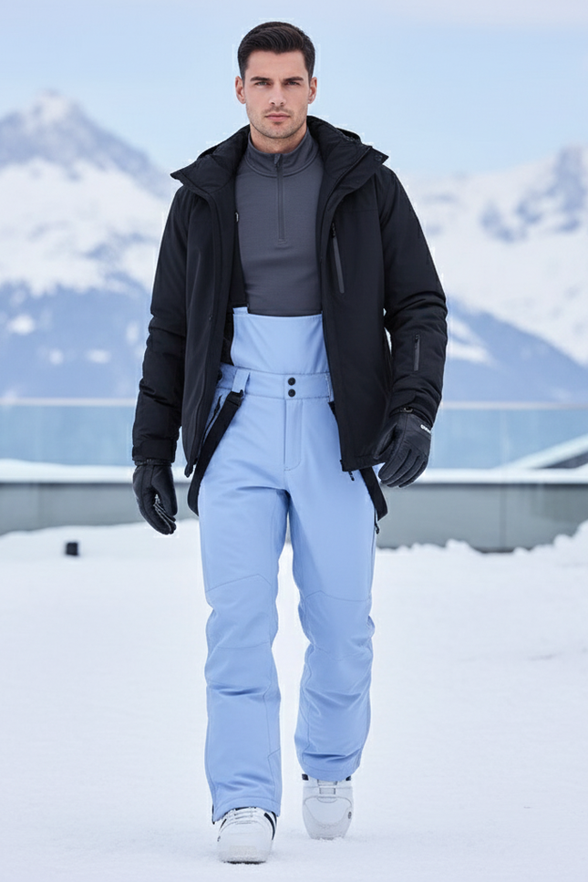 Pantalon De Ski Bleu Ciel Imperméable Bretelles Homme - Polyester
