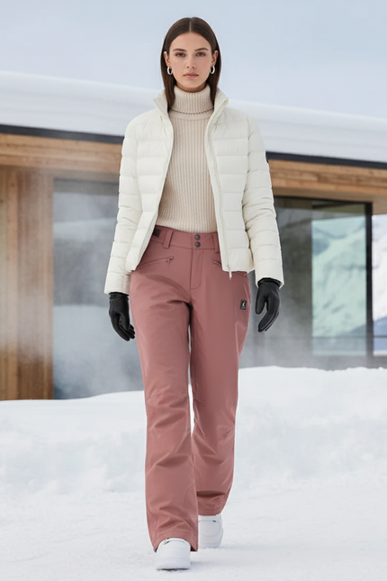 Pantalon De Ski Rose Coupe Droite Imperméable Hiver Femme - Polyester