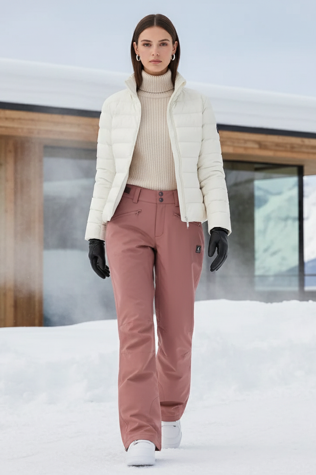 Pantalon De Ski Rose Coupe Droite Imperméable Hiver Femme - Polyester
