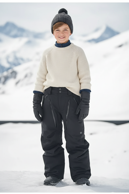 Pantalon De Ski Noir Ample Imperméable Enfant Hiver - Polyester