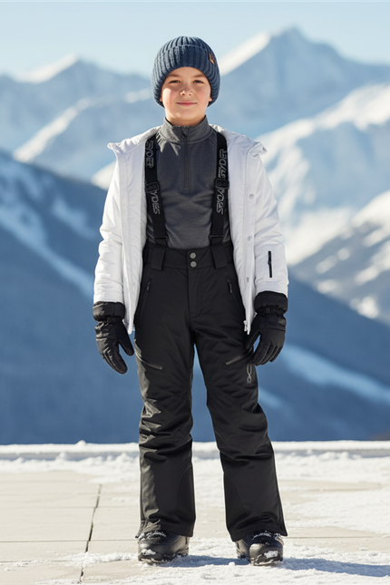 Pantalon De Ski Noir Imperméable Ample Enfant Hiver - Polyester