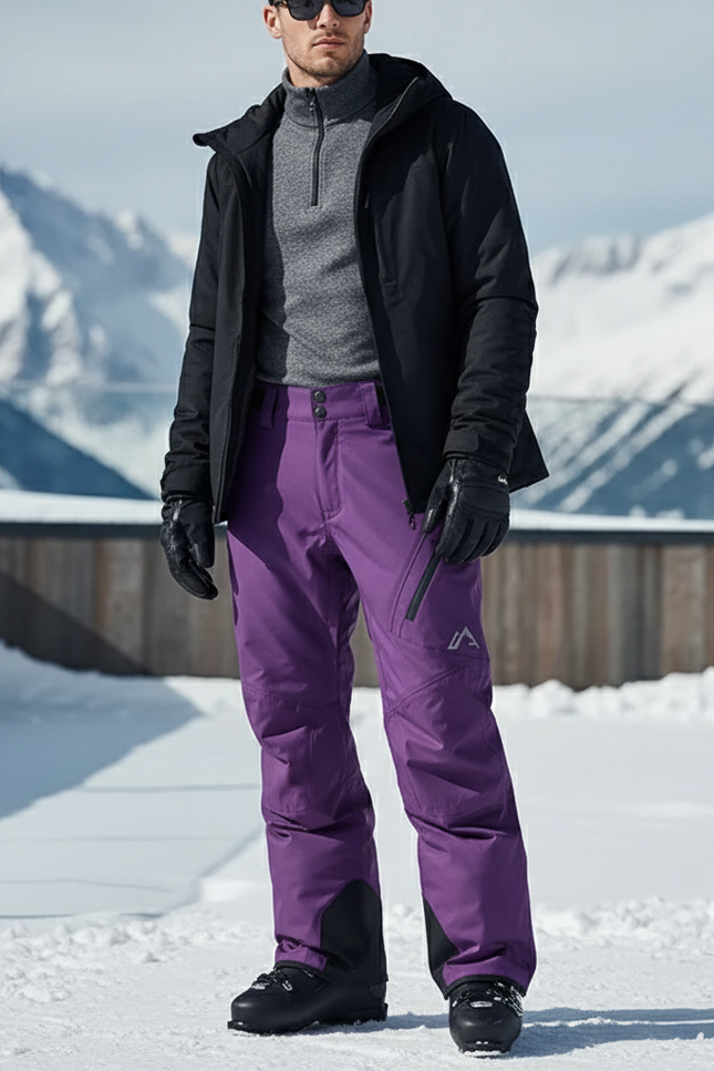 Pantalon De Ski Violet Imperméable Coupe Droite Homme - Polyester