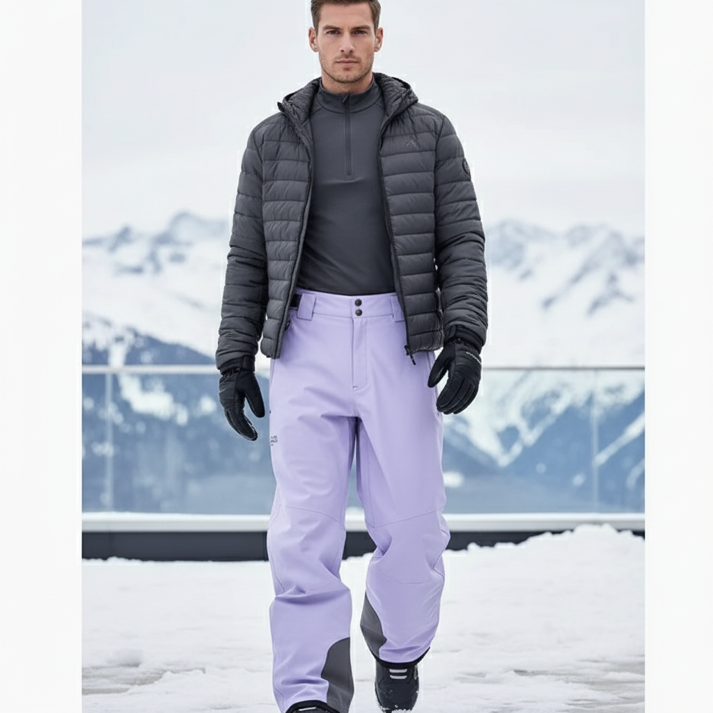 Pantalon De Ski Violet Unisexe Imperméable Ample - Polyester