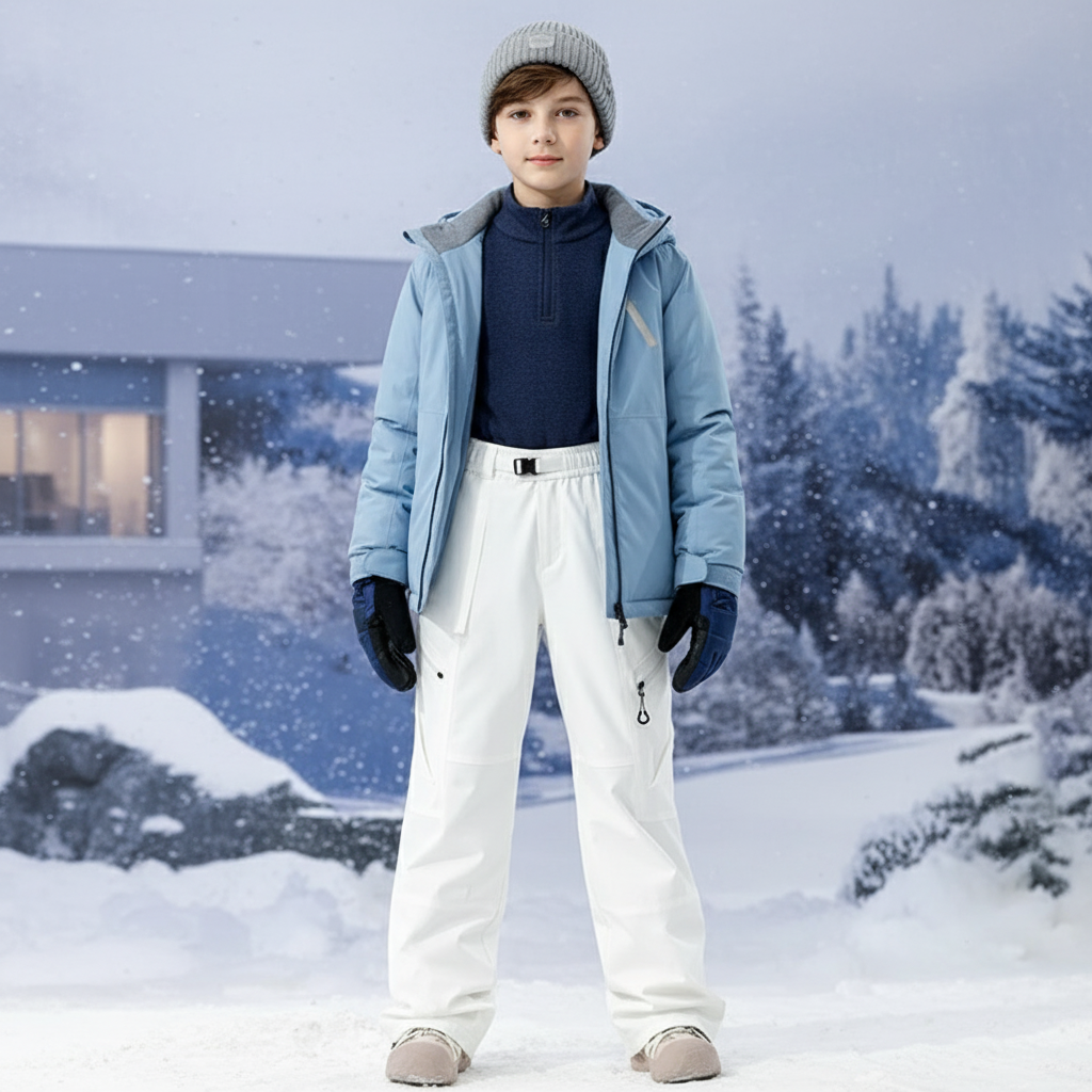 Pantalon De Ski Blanc Imperméable Enfant Hiver - Polyester