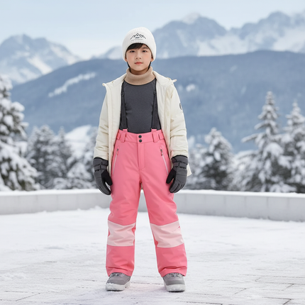 Pantalon De Ski Rose Bicolore Ample Imperméable Enfant - Polyester