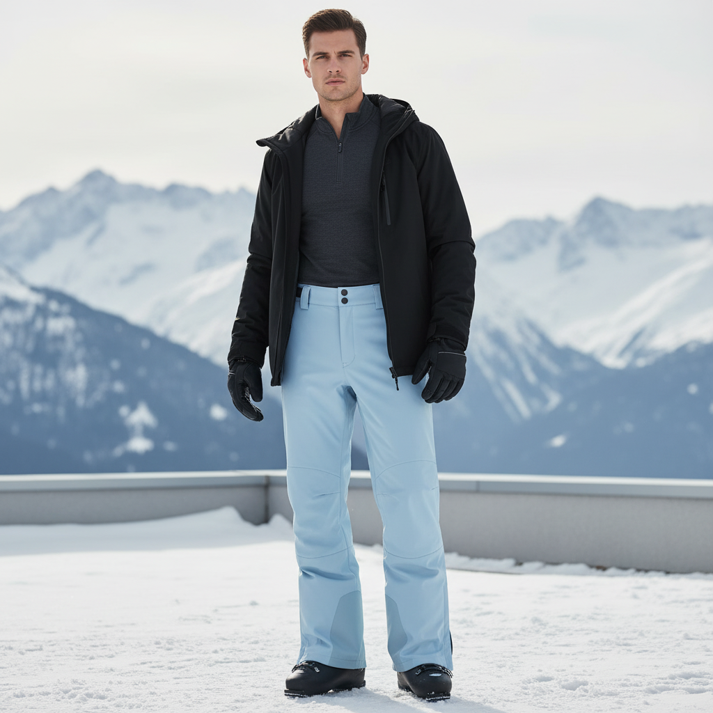Pantalon De Ski Bleu Ciel Imperméable Hiver Homme Chaud - Polyester