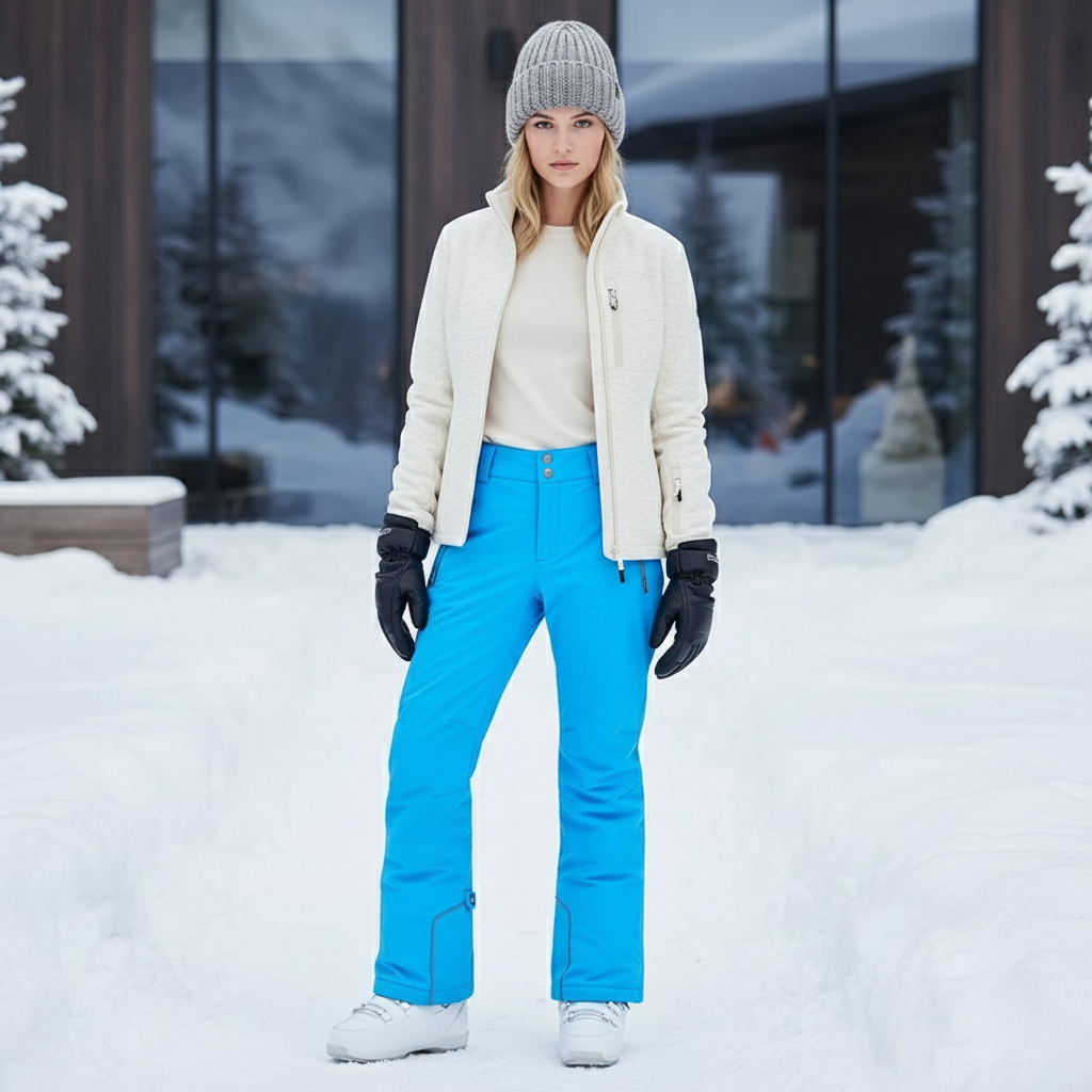 Pantalon De Ski Bleu Turquoise Imperméable Femme Chaud - Polyester