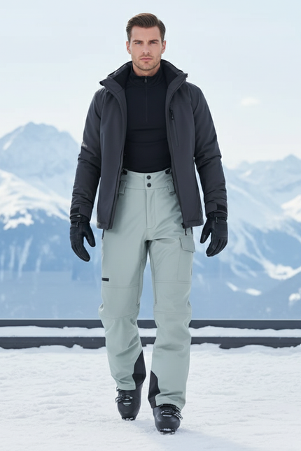 Pantalon De Ski Homme Gris Ample Imperméable Hiver - Vert Polyester
