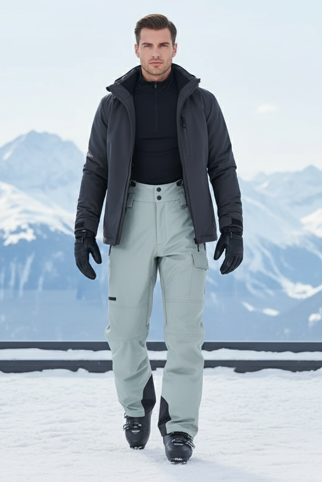 Pantalon De Ski Homme Gris Ample Imperméable Hiver - Vert Polyester